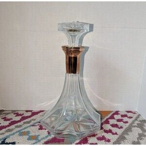 Vintage MCM Large Cut Glass Wine decanter and stopper‎